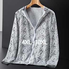 쥬엔리치 4XL-10XL 남자 빅사이즈 여름 바람막이 아이스 실크 쿨소재 후드집업 자켓 야상 낚시