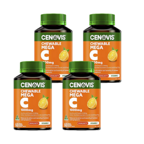 호주 세노비스 메가 비타민 C 1000mg 씹어먹는 츄어블 정 Cenovis Mega Vitamin c 1000mg Chewable Tablets, 4개, 60정