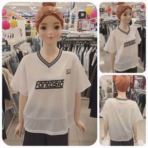 [에꼴리에] 24년 여름 핫신상! #쿨 메쉬 반팔티~ 빠른배송# 주니어 여아용! 쿨 메쉬원단으로 시원하고 편안하며 단정 깔금하며 코디가 쉬운 4.5부 쿨 메쉬 블록코어 반팔티