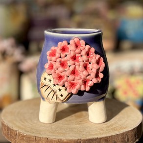 37번 마리공방 도자기수제화분 코사지분, 남보라, 1개