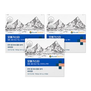 오메가스타 1280mg 순도80% 신선한알래스카 오메가3 비린내 없는 장용성캡슐, 3개, 60정