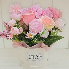 LILYS 센터피스 성묘조화 생화같은조화 진짜같은조화 인테리어조화, 핑크, 1세트