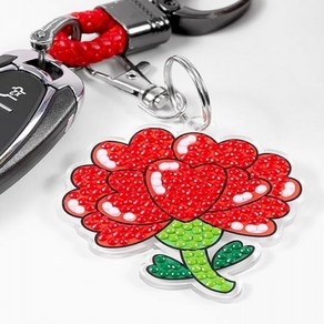 하트 카네이션 보석십자수 키링, 단품