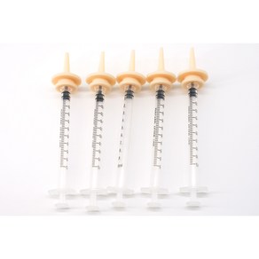 [반려동물 급여기] 레픽 소프트 피딩 주사기 1ml 5개세트 - 실리콘 노즐 강아지 고양이 크레스티드게코 급여기, 5개, 투명