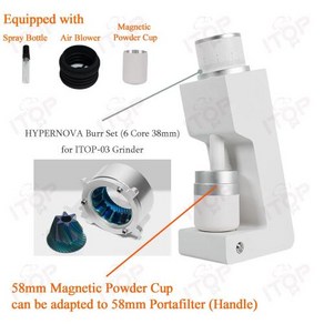ITOP 03 전기 커피 연마기 6 코어 38mm 버 가정용 커피 콩 연마기 커피 밀러 VS3 연마기 에스프레소 필터용, 없음, 50) with NEW Cup - 110V 50-60H