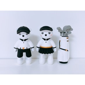 [라뮤즈캔들] 커플 골프 곰돌이 3종 세트 차량 석고방향제 리필오일 박스포장, 상의-레드, 넘버5, 1개
