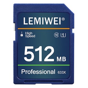 카메라용 고속 SD 카드 256MB 전문가용 633X C10 U3 플래시 메모리 Lemiwei 호환, 512MB, 2) 512MB M1, 1개