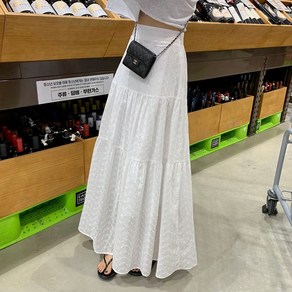 [연당월]봄 패션 레이스 펀칭 뒤 밴딩 스커트