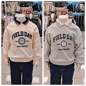 [오후] 25년 봄 신상. #빠른 배송# 신학기 키즈 주니어핏 멋스럽고 트렌디한 스쿨 데일리룩!! 프레피 카라 스웻 맨투맨 티셔츠 OHMA25102
