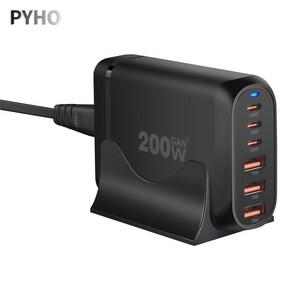 PYHO 200W 3C3A 6포트 PD3.0 PPS 초고속 멀티충전기