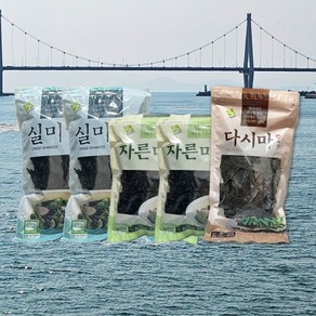 해초록 미역세트 실미역 100g 2개+자른미역 80g 2개+다시마 150g 2개 남해안 청정 부드러운 미역 다시마 [원산지:국산(전라남도 고흥군)], 1세트, 510g