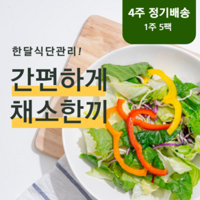 [4주 정기배송]샐러드 믹스 국내산 혼합 샐러드 5종(루꼴라 비타민 아삭 어린잎 파프리카), 매주 화요일 5팩씩(4주), 20개, 100g