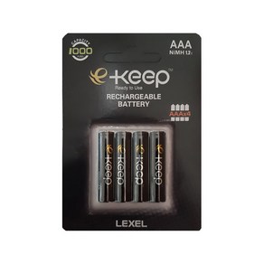 EKeep AAA 건전지 블랙 1000mAh, 1개입, 4개