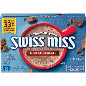 Swiss Miss Milk Chocolate Flavo Hot Cocoa Mix 8 ct 스위스 미스 밀크 초콜릿 맛 핫 코코아 믹스 8ct, 1개, 313g