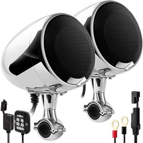 Aileap 오토바이 블루투스 스피커 600W 앰프 스테레오 오디오 플레이어 시스템 USB AUX MP3 지원 SPK400XD 2 채널 4.5 인치, 1)Black, 1)Black