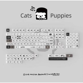 기계식 키보드용 맞춤형 귀여운 키캡 MOA 프로필 PBT 열 승화 소재 고양이와 강아지, 없음, 없음, 1) keycap in bag