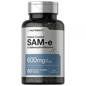 Hobaach Hobäach SAM-e 보충제  600mg 60정 S-아데노실 메티오닌 채식주의자 GMO 프리 글루텐 프리, 1개