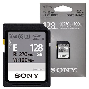 소니 SDXC E시리즈 UHS 2 V60 메모리카드 SF-E128A, 128GB, 1개