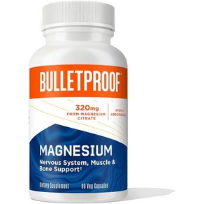 Bulletpoof Magnesium Capsules 90 Count Supplement fo Nevous System Muscle and Bone Suppot, 알약/캡슐, 90정, 1개