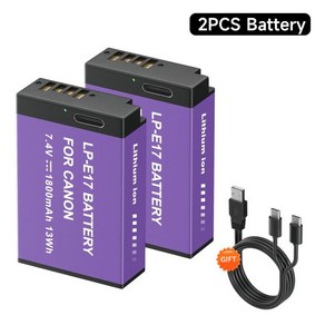 LP-E17 USB C타입 배터리 캐논 EOS 200 M3 T6i 키스 X8i 용, 02 2 pcs Battey_01