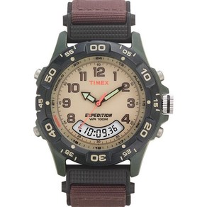 Timex T45181 남성 익스페디션 콤보 브라운 워치 인디글로 크로노그래프