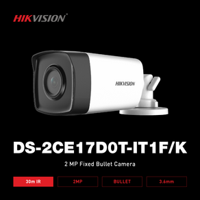 하이크비전 DS-2CE17D0T-IT1F/K 200만 3.6MM 올인원 적외선 CCTV 카메라, 1개