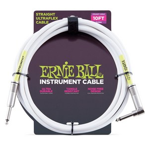 Ernieball 어니볼 기타케이블 일자앵글형 ULTRAFLEX INSTRUMENT CABLE STRAIGHTANGLE WHITE 10FT(3미터)/20FT(6미터)