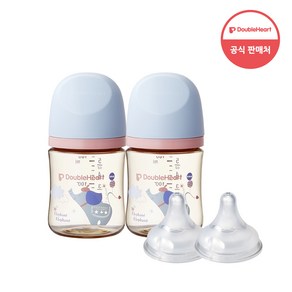 더블하트 모유실감 3세대 PPSU 디어프렌즈 트윈팩 160ml+젖꼭지(2입), 꿈꾸는코끼리, 3세대 젖꼭지SS, 2개