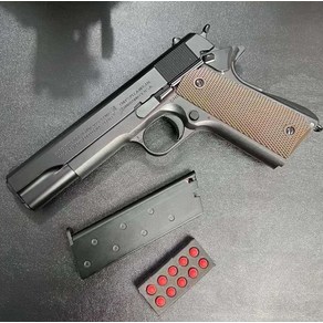 FINEDAY M1911 수동건 스펀지탄 PU고무탄 권총 우드블랙VER