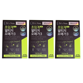 [정품 당일발송] 팔레오 닥터스노트 초임계 알티지 오메가3 1050mg 30캡슐 1박스, 30정, 3개