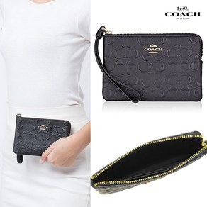 코치 코너 지퍼 시그니처 레더 손목지갑 67555 CORNER ZIP WRISTLET