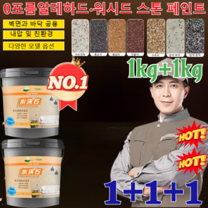 1+1+1[1kg/병]무독 무취 친환경 수지 워시드 스톤 페인트 규조토 단열 친환경 페인트 친환경수성발수코팅제 예그리나 탄성코트, [1]흑요석, 3개