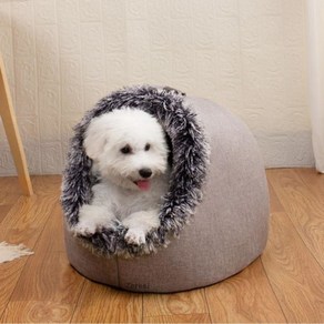 [시즌오프세일] 고양이 강아지 쿠션 워머 겨울 숨숨 하우스 터널 동굴집, 브라운, 1개