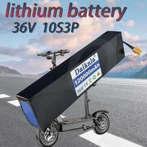 18650 충전식 리튬 배터리 팩 고출력 전기 자전거 스쿠터 BMS XT60 36V 120Ah 10S3P 120000mAh 500W 신제품, 1개