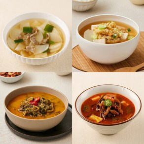 [효모로찬] 즉석국 탕찌개 4종 소고기무국+황태국+시래기국+육개장 구성, 4개, 500g