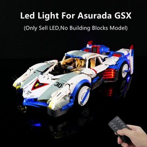 아스라다 MOC 기술 미래 GPX 사이버 포뮬러 Asuada 레이싱 카 빌딩 블록 LED 라이트 업 모델 브릭 없음, 1개