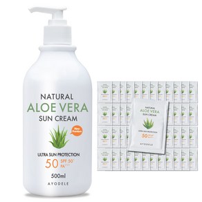 아요델 알로에베라 선크림 500ml + 1회용 파우치 5ml x 50매, 1개, 750ml