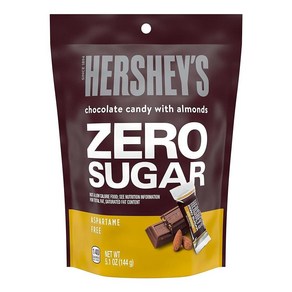 허쉬 HERSHEY'S 제로 슈가 초콜릿 아몬드 캔디 바 개별 포장 아스파탐 프리 144.6g(5.5온스) 백