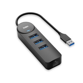 베이식스 4in1 USB3.0 허브 + 기가비트 랜젠더 RJ45 노트북 인터넷 젠더 컨버터 연결단자C타입, 연결단자 A타입 블랙색상, 1개