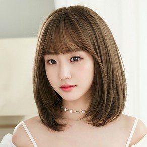 키라비 가발 여성 통가발 단발 머리 C컬펌 중단발 38cm DTF6137, 통가발-DTF-6137, 초코브라운, 1개