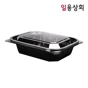 [ILYONG] 일회용 반찬 샐러드 용기 JH 204 대 590ml 300세트 검정, 300개, 1세트