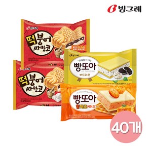 빙그레 아이스크림 떡붕어20 빵소프트10 빵황치즈케익10, 40개, 165ml