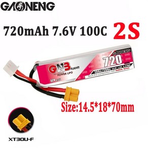 Gaoneng GNB RC FPV 레이싱 드론용 XT30U-F 플러그 포함 리포 배터리 720mAh 2S 100C 7.6V 11.4V 22.8V, 02 720mAh 3S 11.4V 100C