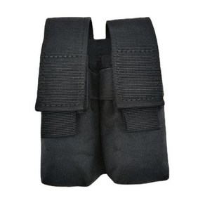 Molle 전술 더블 탄창 파우치 손전등 거치대 EDC 허리 가방 사냥 조끼 파우치 에어소프트 탄약 매그 홀스터 백 9mm, 1) Black, 1개