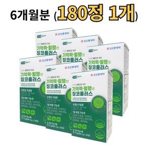 기억력 개선 혈행 건강 에도움 징코 플러스 은행잎 추출물 효능 팔 다리 종아리 학생 청소년 부모님 노인 선물 추천, 1개, 180정