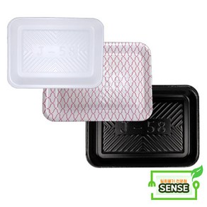 PSP 트레이 J-58호 [600개] / 떡 정육 반찬 스티로폼접시 포장용기/백색 적그물 블랙, 백색 600개, 1개