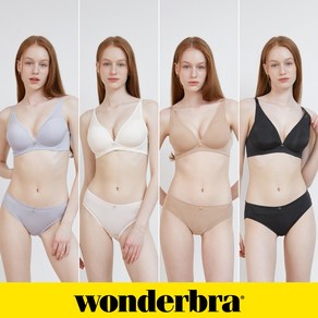 [Wondeba] V넥 노와이어 브라팬티 8종세트 블루퍼플+오트밀+샌드베이지+블랙 WBW4N29303132_T