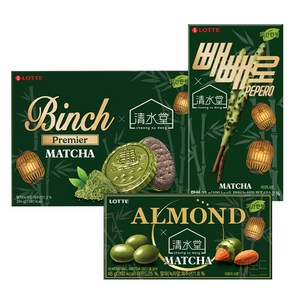 청수당 빈츠 말차 204g x1+빼빼로 말차 37g x1+아몬드 초코볼 말차 46g x1, 287g, 1세트
