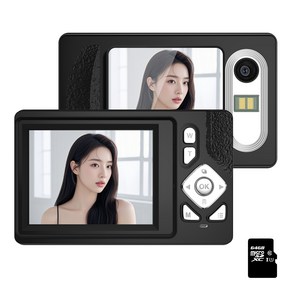 RUNHome 휴대용 스마트한 디지털 카메라 4K 손떨림+64G메모리카드, 블랙