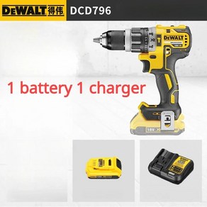 DeWalt 가정용 충전 스크루 드라이버 배터리 임팩트 드릴 브러시리스 18V 전기 Dcd796, 01 1 battey 1 chage_01, 1개